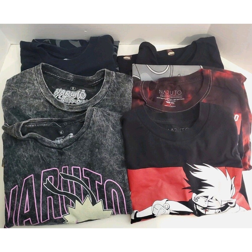 Lot 6 Vintage Naruto Ripple Junction Shippuden Small Men's Tees Itachi AOP